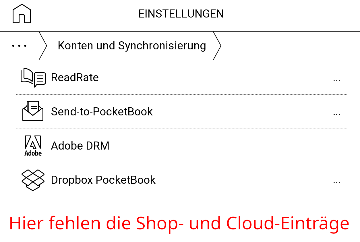 Wo sind die Shop- und Cloud-Konten?