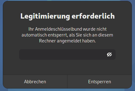 GNOME Anmeldeschlüsselbund entsperren
