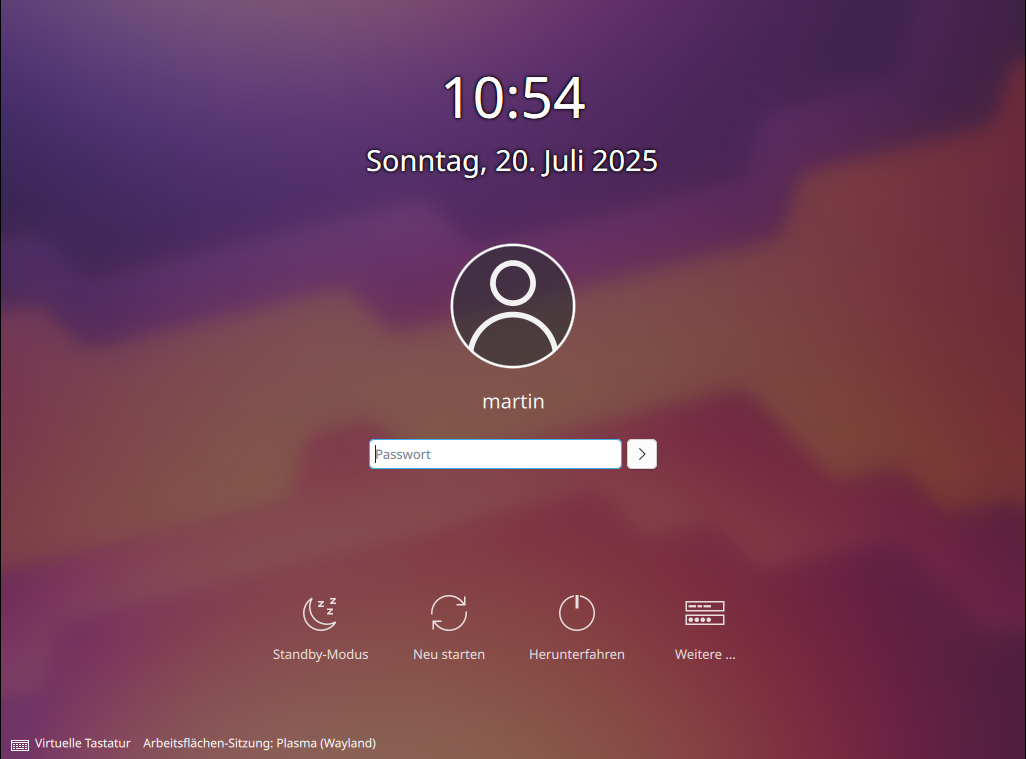 SDDM Login Screen
